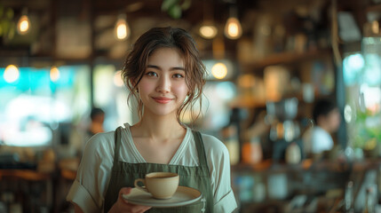カフェの女性店員