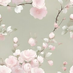 Fototapeta na wymiar a Japanese cherry blossoms seamless pattern, generative ai