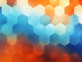Blue and Orange Abstract Hexagonal Background. Generative AI