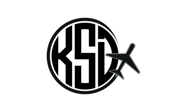 KSD three initial letter circle tour & travel agency logo design vector template. hajj Umrah agency, abstract, wordmark, business, monogram, minimalist, brand, company, flat, tourism agency, tourist