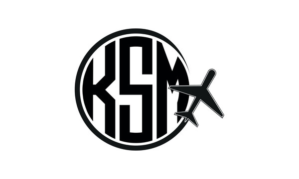 KSM three initial letter circle tour & travel agency logo design vector template. hajj Umrah agency, abstract, wordmark, business, monogram, minimalist, brand, company, flat, tourism agency, tourist