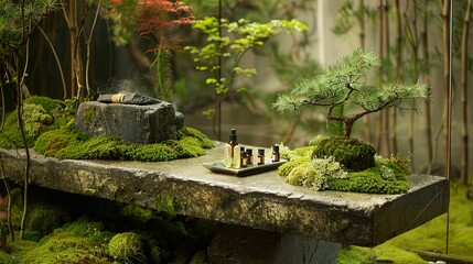 Zen Garden Aromatherapy: Nature's Embrace with Tranquil Bonsai and Fragrant Oils