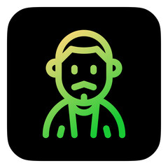 Editable man with buzz haircut and mustache avatar vector icon. User, profile, identity, persona. Part of a big icon set family. Perfect for web and app interfaces, presentations, infographics, etc