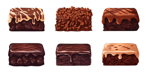 flat art collection of brownies isolated on a white background as transparent PNG