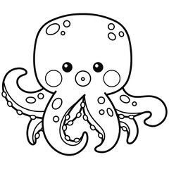 Octopus doodle black line 