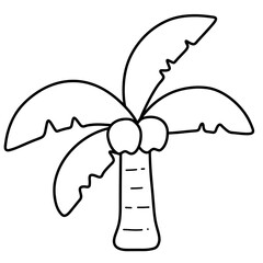 Coconut tree doodle black line 