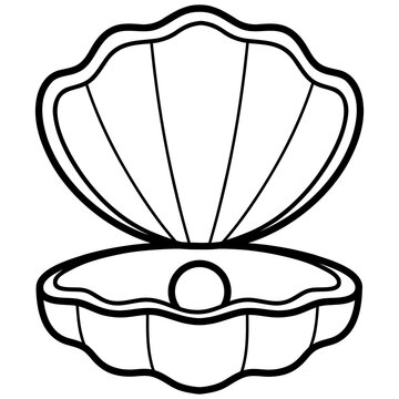 Pearl shell doodle with black line 