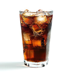 Cola with ice isolated on transparent png.
