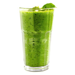 Green smoothie in a glass isolated on transparent png.