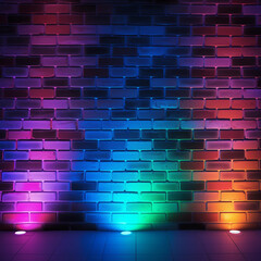 brick wall in neon colors