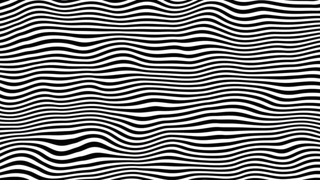 Optical illusion black and white with zig zag lines, in the style of creased crinkled wrinkled. Black and white monochrome