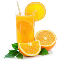 Glass of orange juice isolated on transparent png.