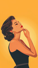 Obraz premium Vintage illustration of a glamorous young woman with copy space for text