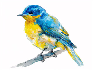 Watercolor Drawing of Little Bird Beautiful Colorful Illustration isolated on white background HD Print 4928x3712 pixels Neo Art V3 10