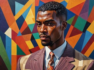 African man with colorful background. Generated with AI