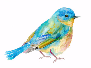 Watercolor Drawing of Little Bird Beautiful Colorful Illustration isolated on white background HD Print 4928x3712 pixels Neo Art V3 8