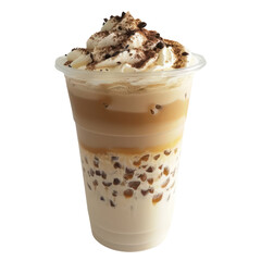 Cup of ice cappuccino isolated on transparent png.
