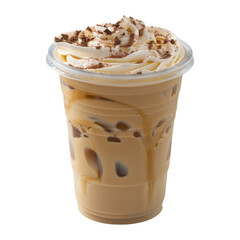 Cup of ice cappuccino isolated on transparent png.
