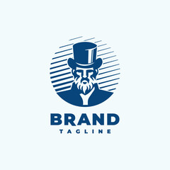Old man in a hat logo design template
