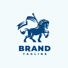 horse with flag logo design template Illustration