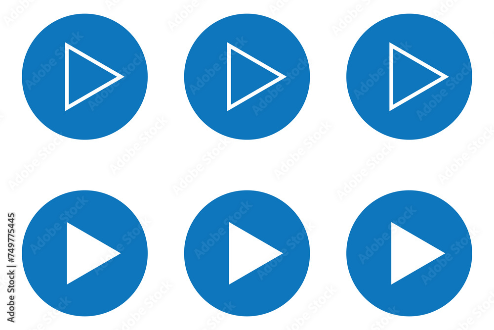 Poster set of play buttons icons. play button. video audio player. vector illustration.