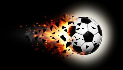 Naklejka premium Soccer Ball with Fiery Trail on Dark Background