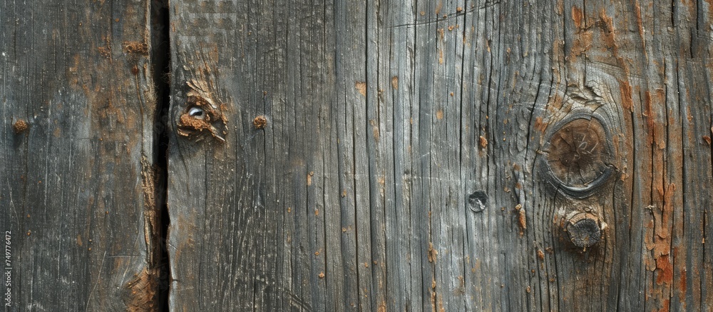 Poster this close-up view showcases a wooden door with visible rust patches, adding a rustic charm to the w