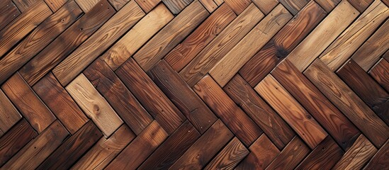 This detailed close-up showcases a seamless wood flooring pattern. The hardwood floor texture is prominently displayed, revealing intricate grains and natural color variations. - obrazy, fototapety, plakaty