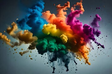 colorful ink splashes on white background
