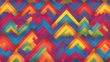 Fotobehang Rainbow Argyle Pattern repeats seamlessly illustration. © EPDICAY