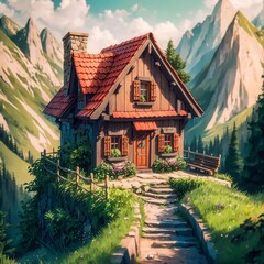 little house in mountains