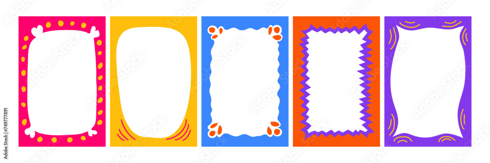 Poster hand drawn empty frame for social media. doodle blank background for text in abstract children creat