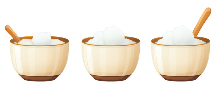 flat art collection of sugar bowls isolated on a white background as transparent PNG