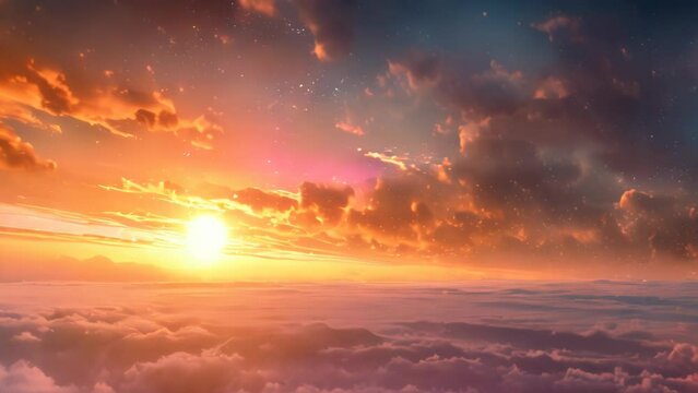 sunset sky with clouds landscape. 4k video animation
