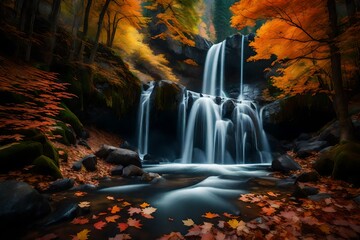 waterfall in fall generated by AI technology