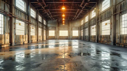 Gordijnen Abandoned Beauty: Exploring the Haunting Atmosphere of an Old Industrial Workshop © NURA ALAM