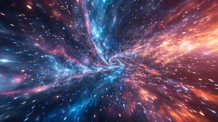 Fotobehang 宇宙と星空を行くスピード感をイメージしたアブストラクト背景素材 © ayame123