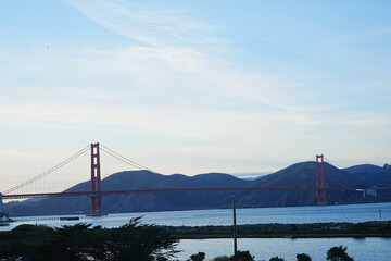 Sunset view of Golden Gate Bridge in San Francisco, United States - アメリカ サンフランシスコ ゴールデンゲートブリッジ 