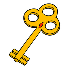 Golden key illustration hand drawn isolated vector
