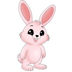 Draw pink rabbit cartoon characters 