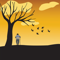 vector art scenery with multiple elements