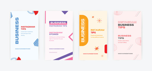 Set of business tips Instagram stories template. modern. trendy. Set of social media stories design for business. marketing. professional. EPS vector illustration.