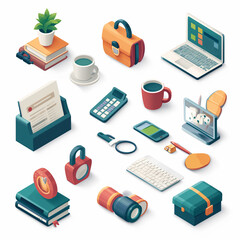 set of office icons