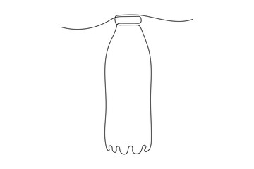 Single continuous line drawing of Drink on plastic bottle. Modern one editable stroke hand drawn design for cafe, shop or food delivery service.