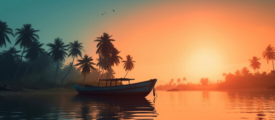Beautiful tropical landscape sunset scheme