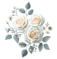 White roses beautiful bouquet vector illustration