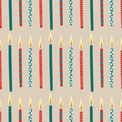 celebrate Candle hand drawn seamless pattern vector illustration for decorate invitation greeting birthday party celebration wedding card poster banner textile wallpaper paper wrap background