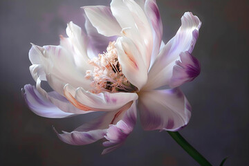 Flower peony, white and purple.