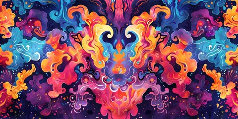 vibrant world of psychedelic kaleidoscope texture background - obrazy, fototapety, plakaty