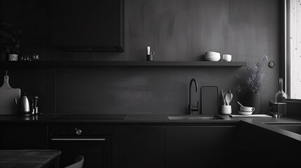 Contemporary style modern black kitchen